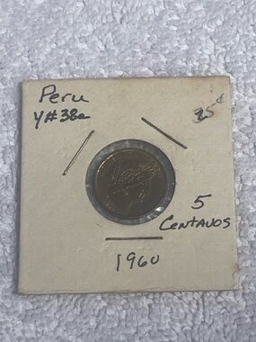Peru 5 Centavos Coin (1960) - Brass Tone